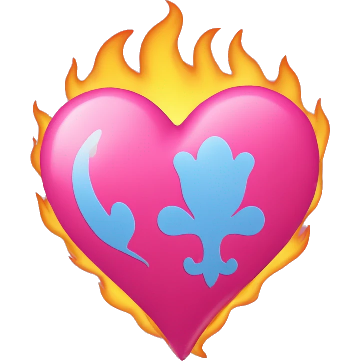Un cœur de la couleur rose avec des flammes  emoji