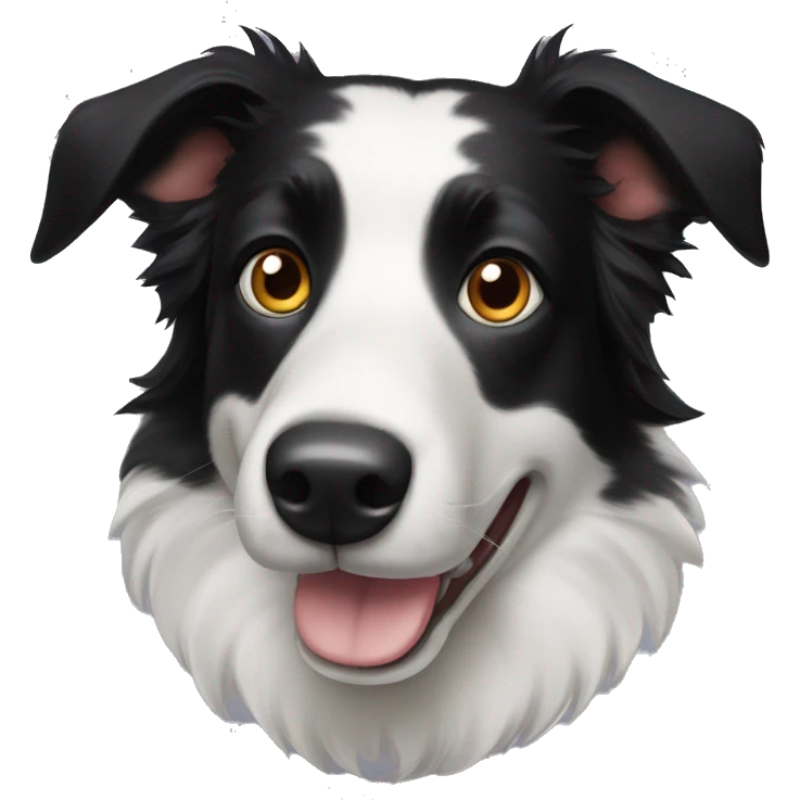 Black border collie face dog with Semi-pricked ears emoji