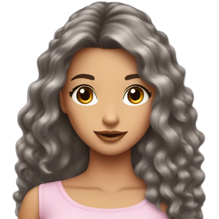 lola cheuveux brun long lise avec des cils et une peaux claire emoji