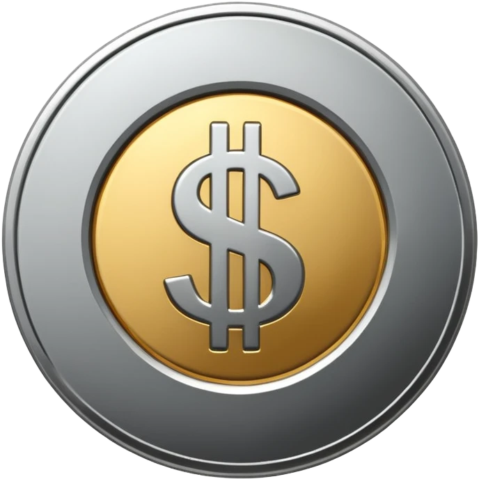 silver coin with dollar sign emoji