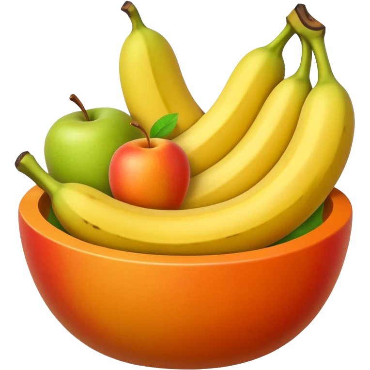 Fruit bowl with banana, apple, pear, orange, carrot emoji