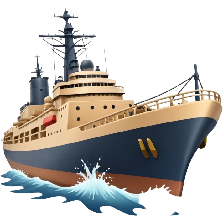 warship ramming another ship, big splash, shocked expressions emoji