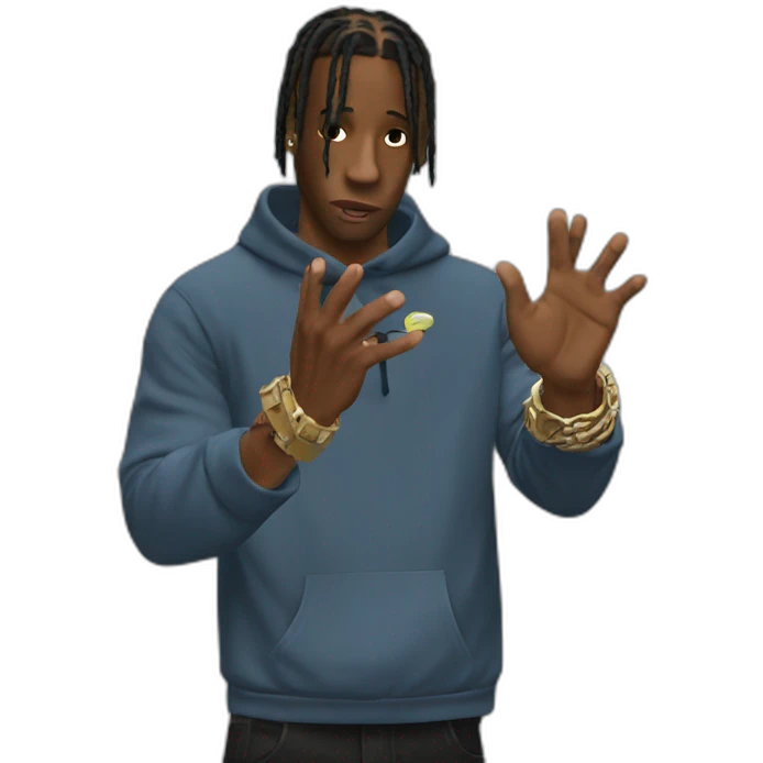 travis scott SEÑALANDO SU MANO  emoji