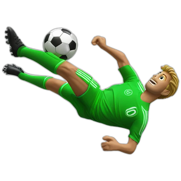 Digital soccer Bicycle kick with ball moving lines emoji