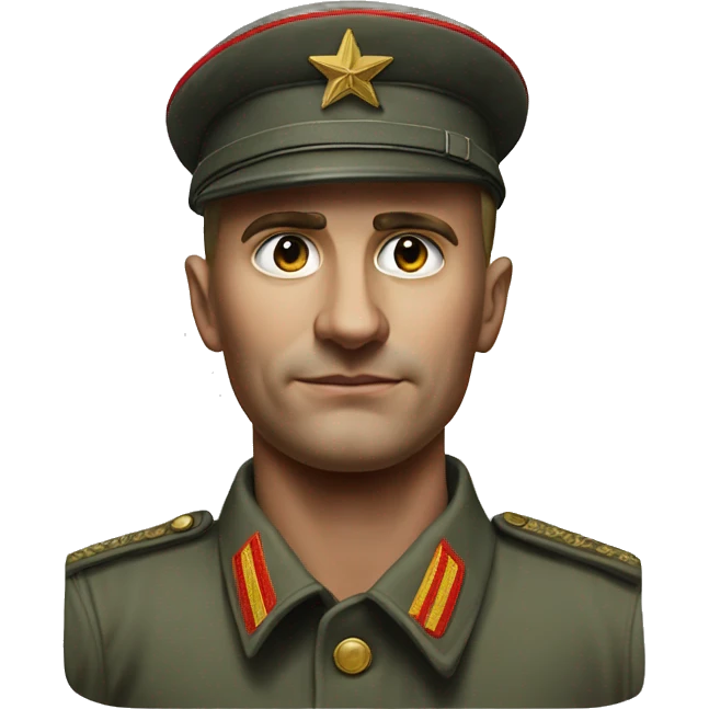 Soviet soldier 1980 photorealistic serious emoji