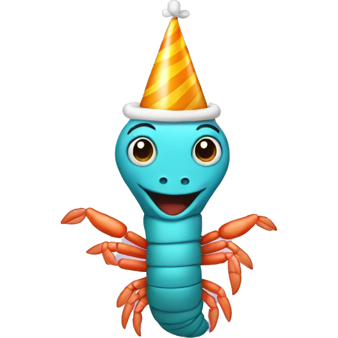 Shrimp wearing a birthday hat emoji