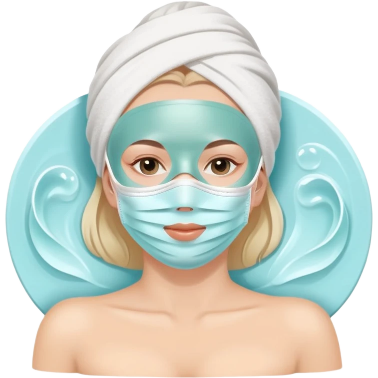 white Lady with face mask spa beauty full face relaxing emoji