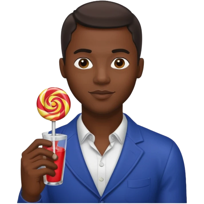 Sexy black man hold a bottle and a lollipop emoji