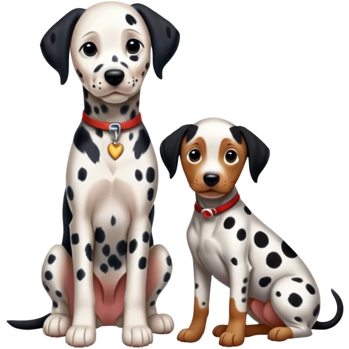 1 Dalmatian adult + 1 dobermann puppy emoji
