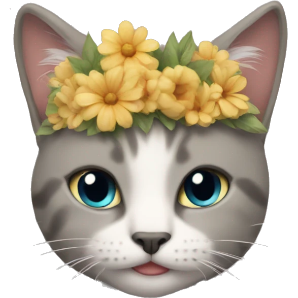 Cat wearing a flower crown emoji