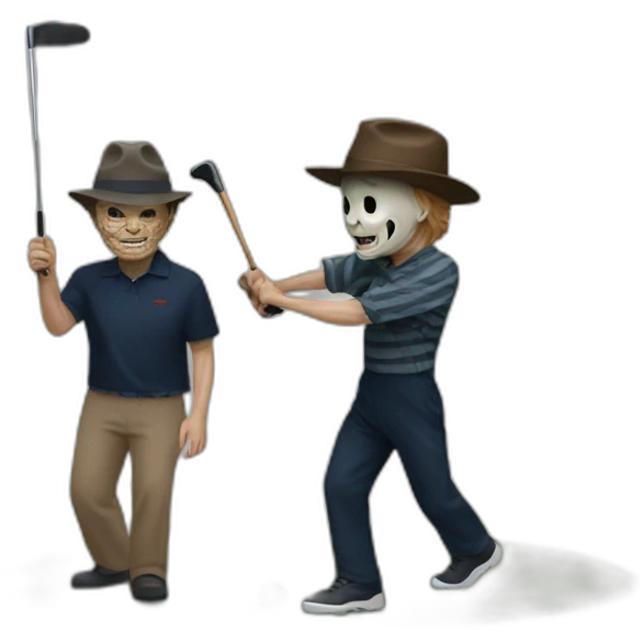 Freddy Kruger  and Michael Myers playing golf emoji