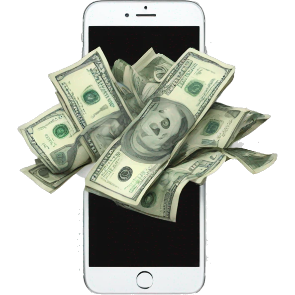 money coming off a black iphone emoji