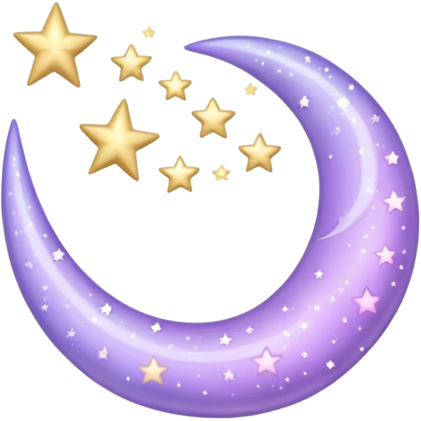 Beautiful sparkly glittery shiny pretty hanging pastel lilac lavender Violet crescent and stars scenery aesthetic decorations emoji