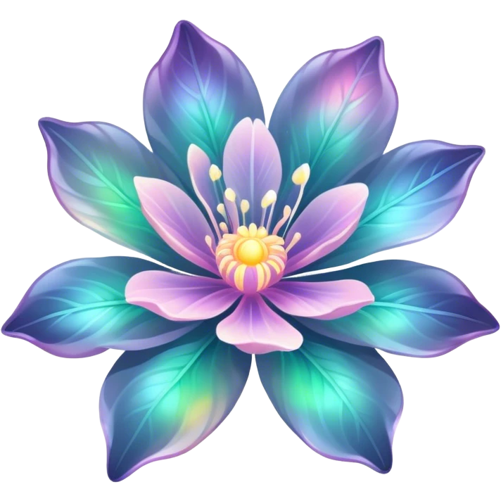 Dark Pastel iridescent transparent bio-luminescent flower emoji