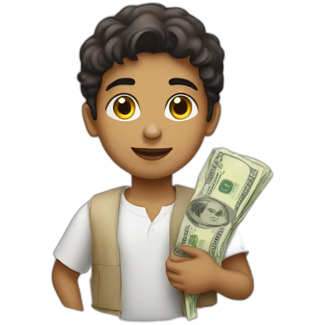 Qatari boy with money emoji