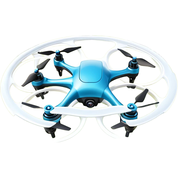 An icon showing a racing quadcopter drone in the foreground, flying at high speed through a course filled with obstacles and checkpoints. Other drones zoom in the background over a dynamic landscape. Transparent background highlights the thrill and precision of drone racing. emoji