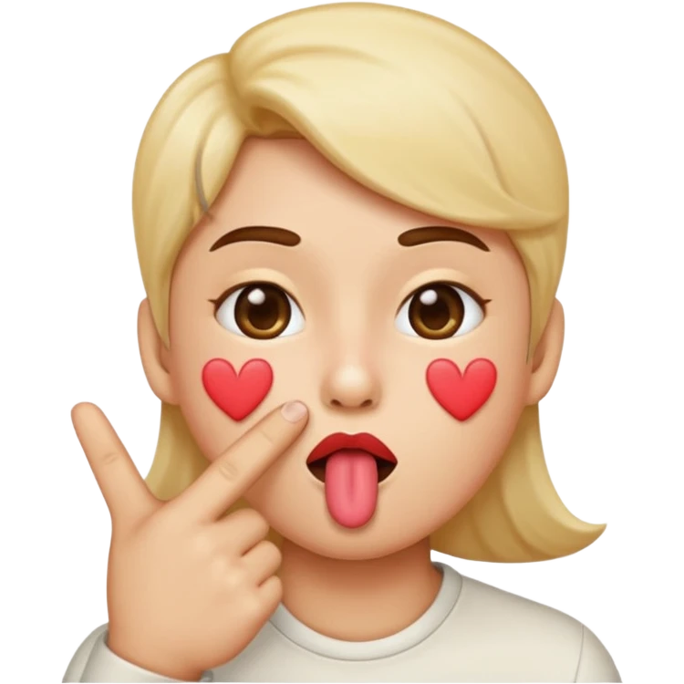 Kissey face emoji blowing kiss with middle finger emoji