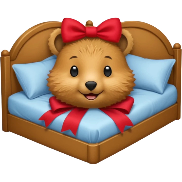 Quokka in a bed with a bow emoji