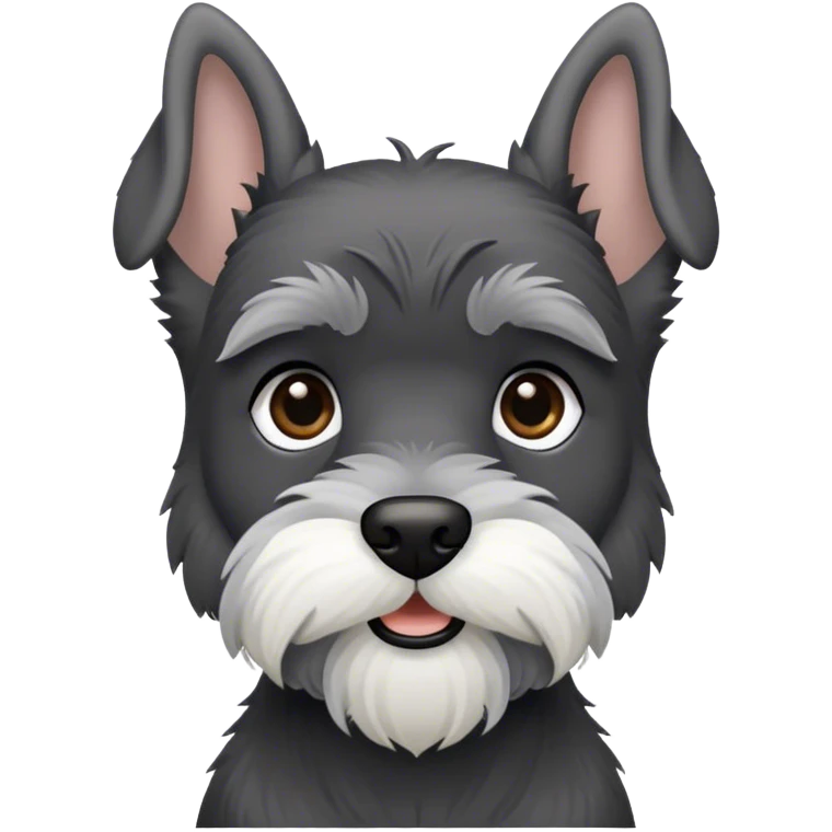 Black and gray miniature schnauzer with ears up but not docked emoji