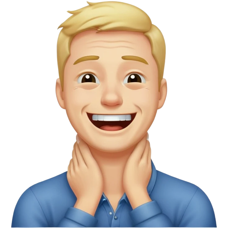 Man holding neck laughing crying  emoji