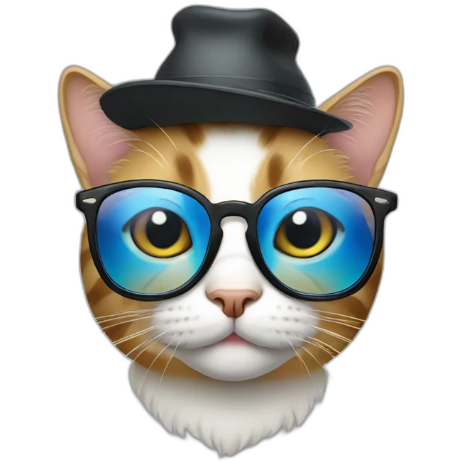 Cat in glasses wearing hat emoji