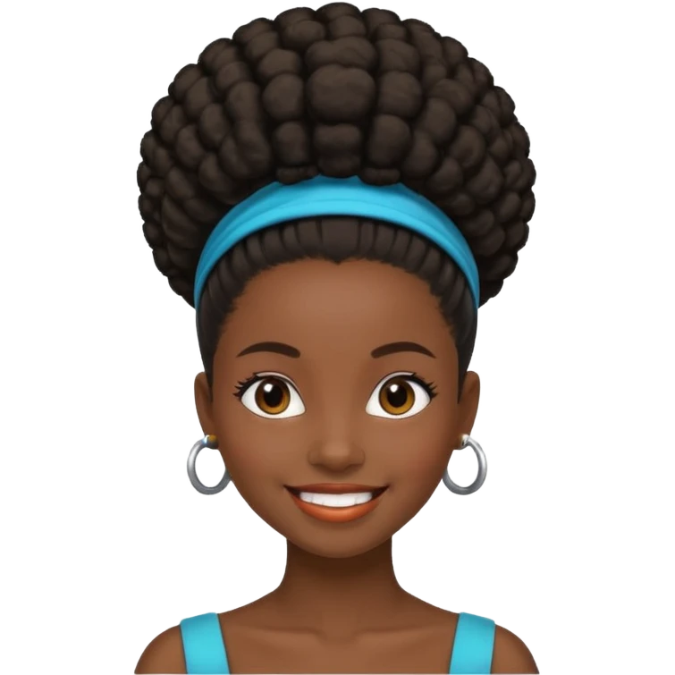 black girl with slick back afro puff emoji