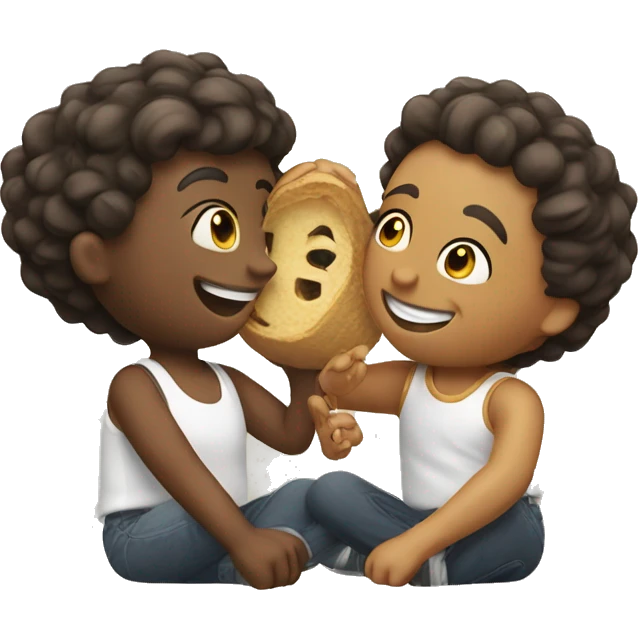 happy friends sharing a moment emoji