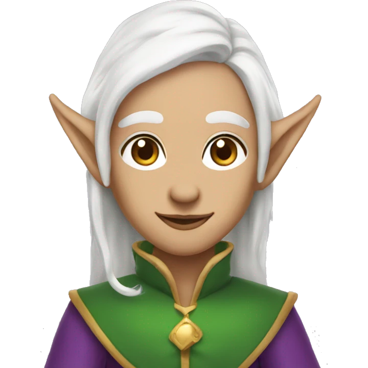 Elf with Elf ears and platinum hair and purple robes emoji