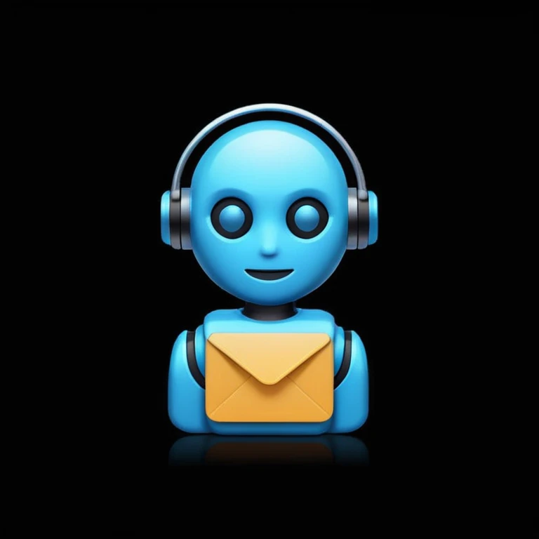 mailing bot logo, minimal style, flat icon, black background, neon blue accents, modern tech aesthetic
 emoji