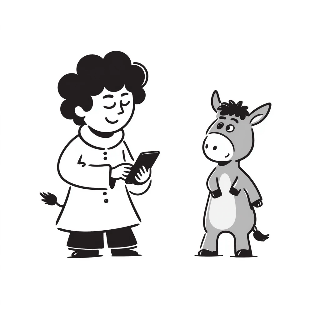 Shrek and Donkey texting on their phones in doodle style emoji