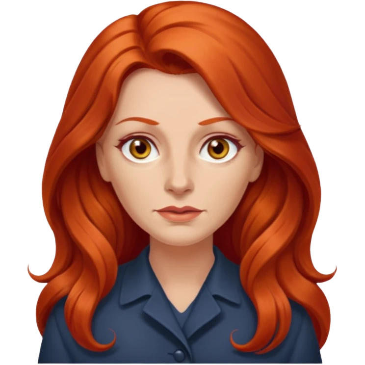 Heavy set mid 50's long red hair women hazel eyes emoji