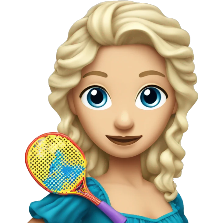 Blonde flamenco dancer with pickleball raquet blue eyes emoji