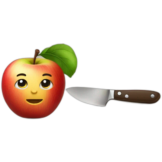 pomme avec un couteau emoji