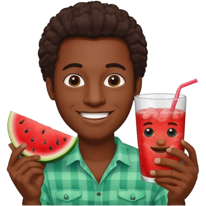 A black man with water melon fried chicken and kool aid emoji