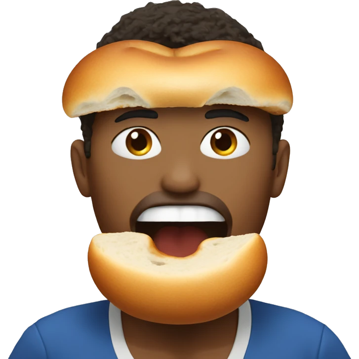 Someone eating a bagel shaped basketball emoji