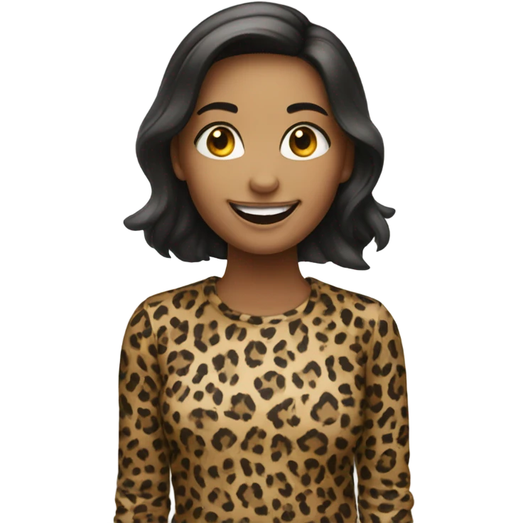 smiling girl in leopard print and no problem sign emoji