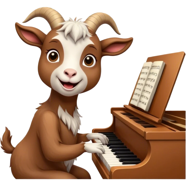 Goat playing piano and singing with heart eyes emoji