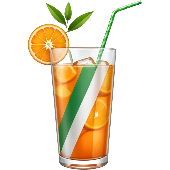 Orange cocktail can with an orange, a green leaves, italian flag on the label and a stripe straw green and white  emoji
