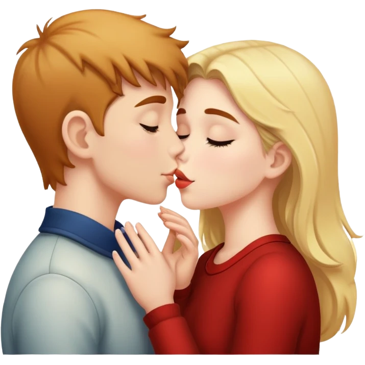A girl kissing a boy emoji