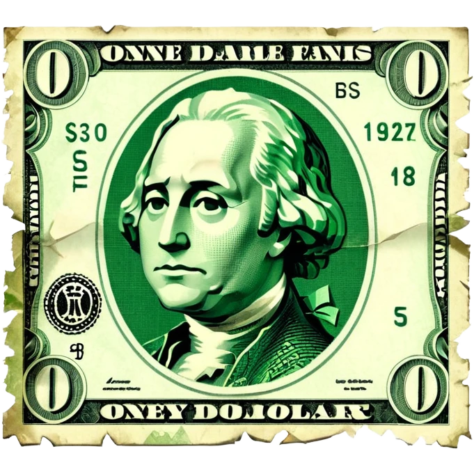 a dollar bill with a jagged split down the middle emoji