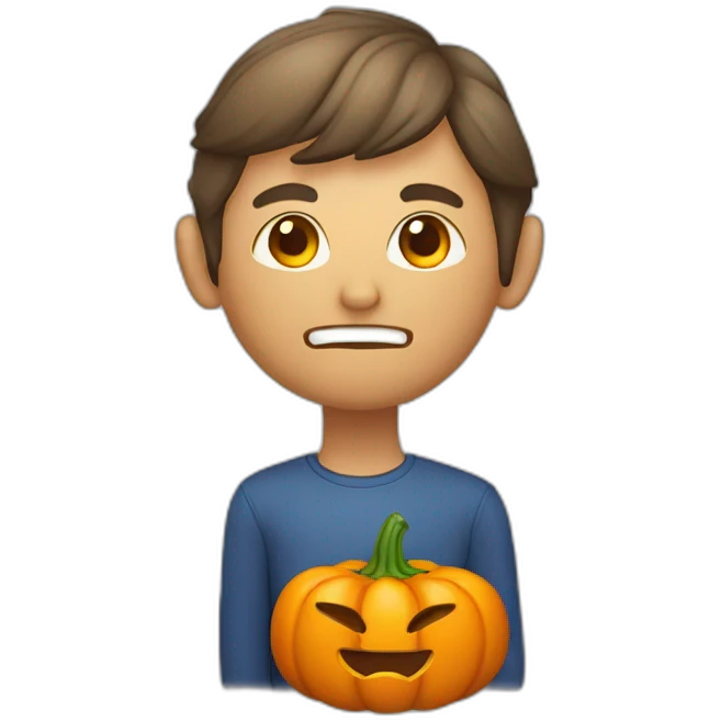 Cuerpo humano con cabeza de calabaza emoji