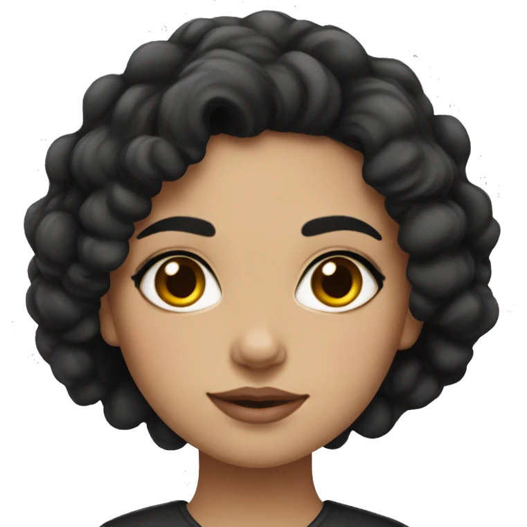 Turkish girl with black curly hair and some make up emoji