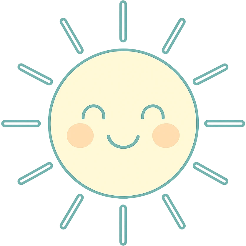 smiling sun with clean lines and soft pastel colors in a minimalistic style emoji