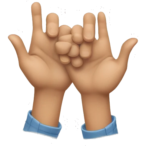 Two Hands one crossing in front hooking thumbs emoji