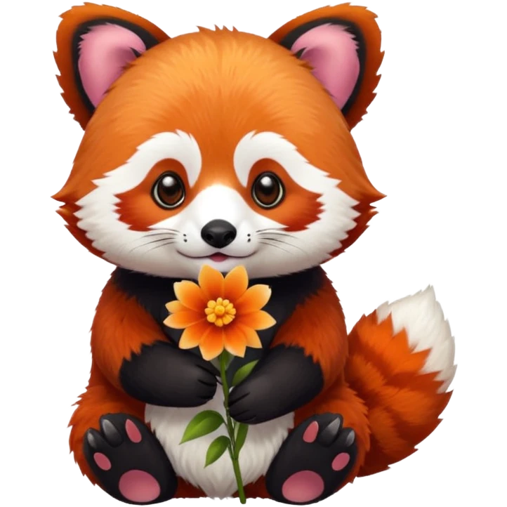 Red panda with a flower emoji
