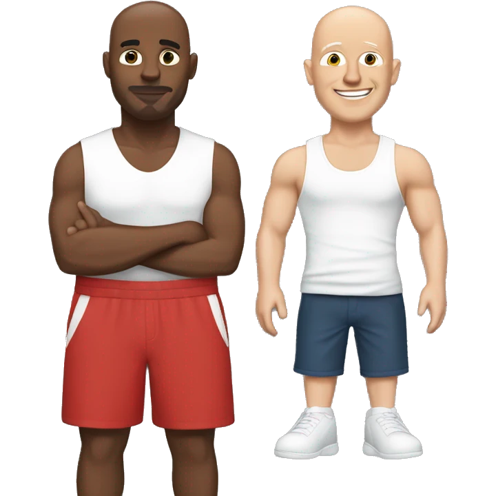 pearson with white tank top, red shorts bald head white guy emoji