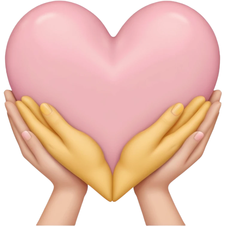 Hands holding one big heart
in soft pink, beige and yellow pastel light emoji