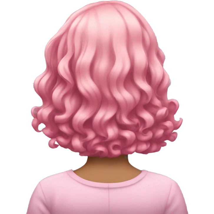 cyberpunk Pink wavy medium hair rear view emoji