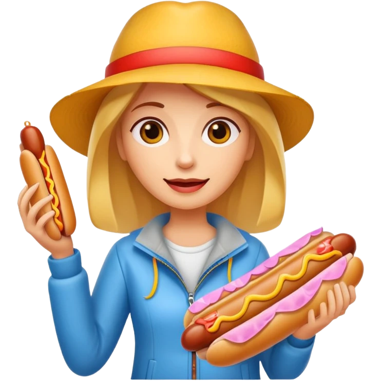 tourist woman holding hot dog emoji