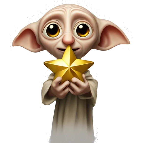Dobby holds a golden star in his hand emoji